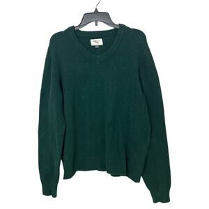 New American Eagle Mens Medium Green Long Sleeve V Neck Cotton Blend Sweater